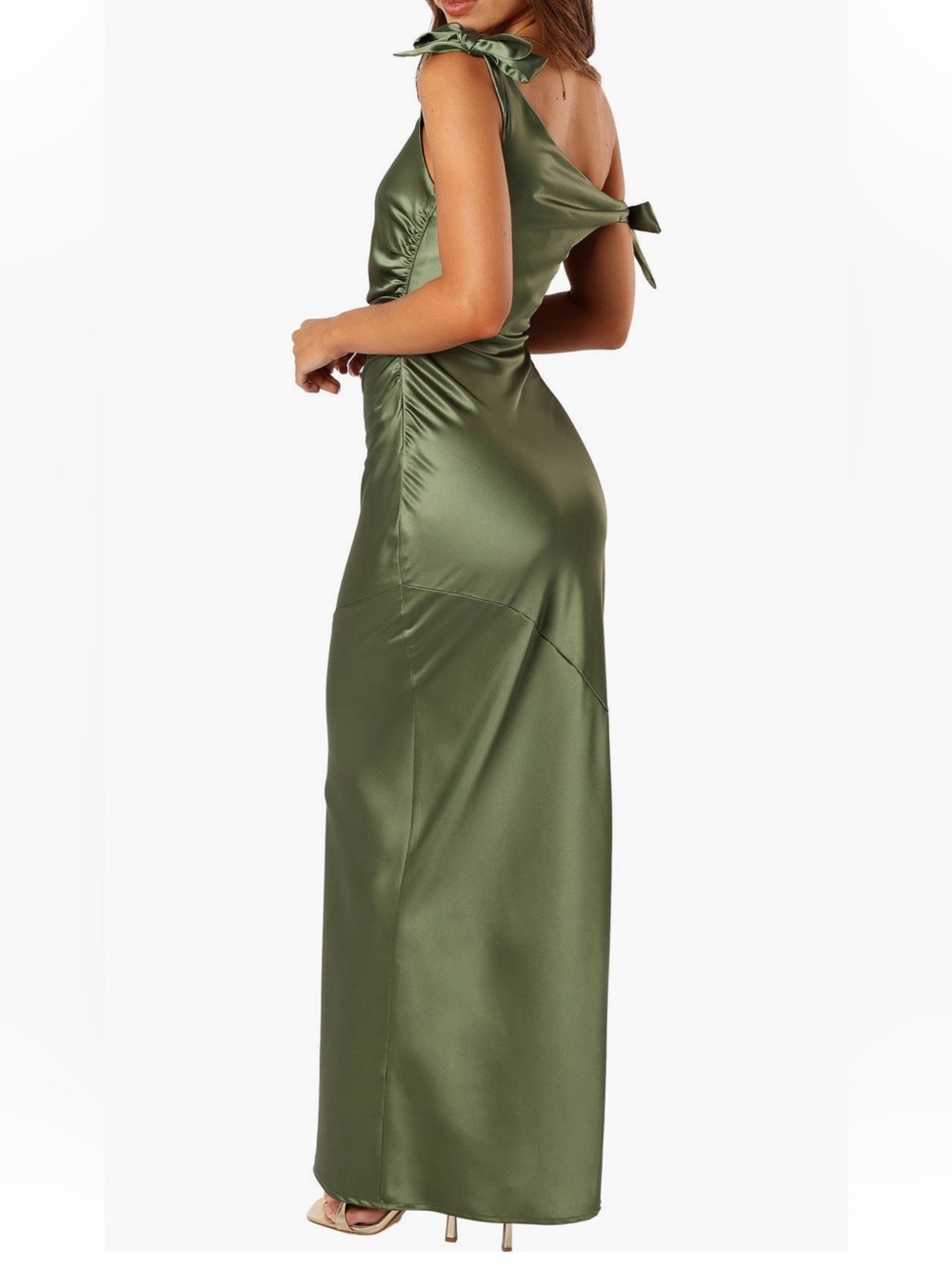 Petal & Pup Selma One-Shoulder Satin Gown - Picture 3 of 9